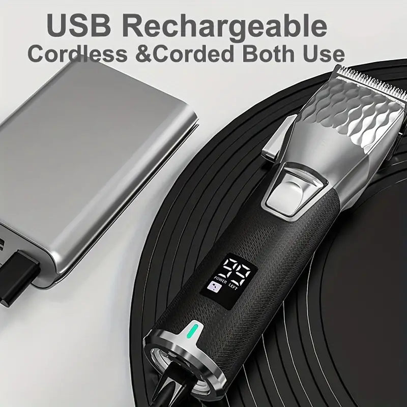 Professional Cordless Hair Clippers with LED Display