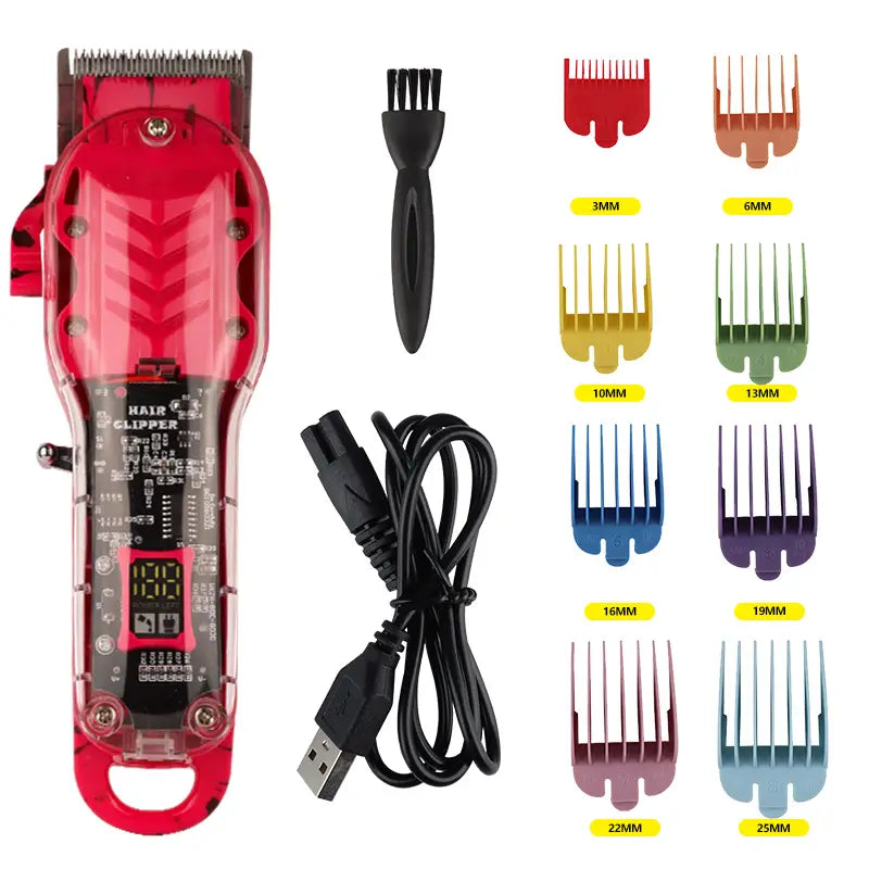 Colorful USB Rechargeable Hair Clipper with LCD Display
